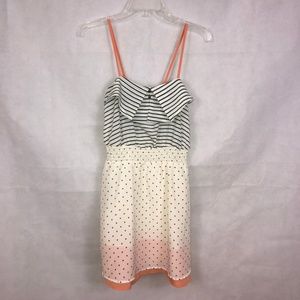 Xhilaration XS dress gray white polka dot stripes